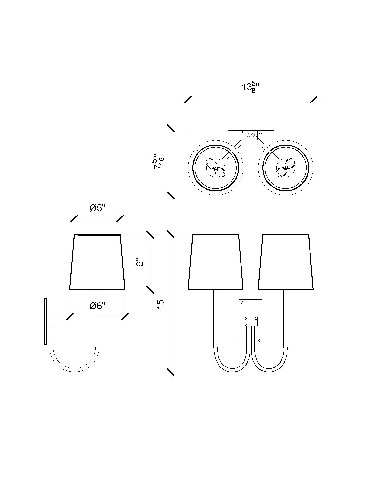 SERIES 01 DOUBLE HEAD UPRIGHT SCONCE- GOATSKIN PARCHMENT -POLISHED